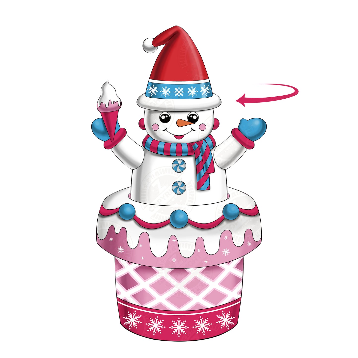 Firstness 5Ft Tall Christmas Inflatable,Rotating Snowman and Ice Cream Cone Inflatable with LED Lights for Christmas Holiday Outdoor Yard Decorations