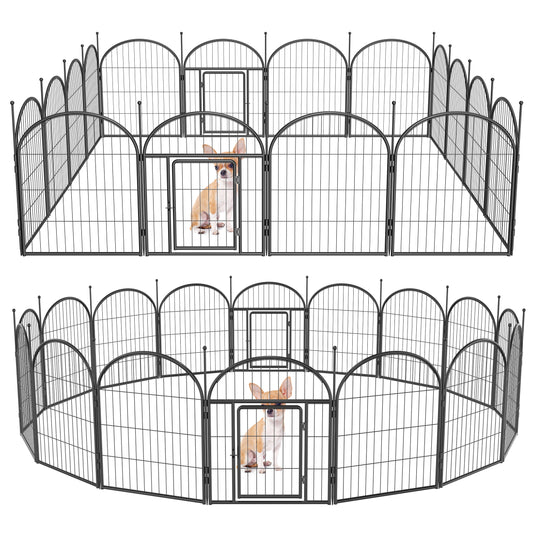 Monasem Dog Playpen,16 Panels 27" Height Dog Fence for Small Medium Dogs Pets,Dog Kennel for Outdoor Indoor Camping Yard and RV(Black)