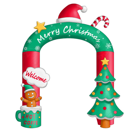 Firstness 9Ft Tall Christmas Inflatable,Archway Decoration Inflatable with LED Lights for Christmas Holiday Outdoor Yard Decorations