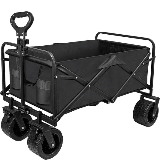 Firstness Collapsible Foldable Wagon, Beach Cart Large Capacity, Heavy Duty Folding Wagon Portable, Collapsible Wagon for Sports, Shopping, Camping