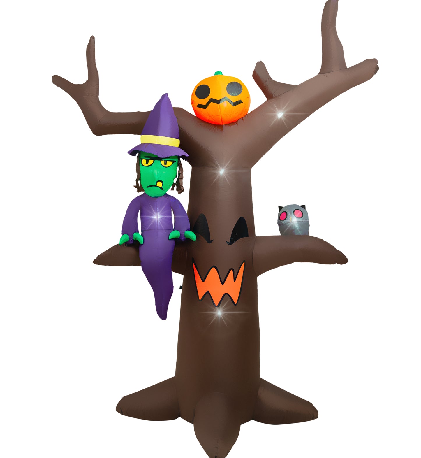 Firstness 8ft Halloween Inflatable,Witches, Ghosts and Trees Inflatable with LED Lights for Halloween Outdoor Holiday Yard Decorations