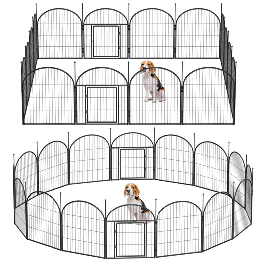 Monasem Dog Playpen,16 Panels 32" Height Dog Fence for Small Medium Dogs Pets,Dog Kennel for Outdoor Indoor Camping Yard and RV(Black)