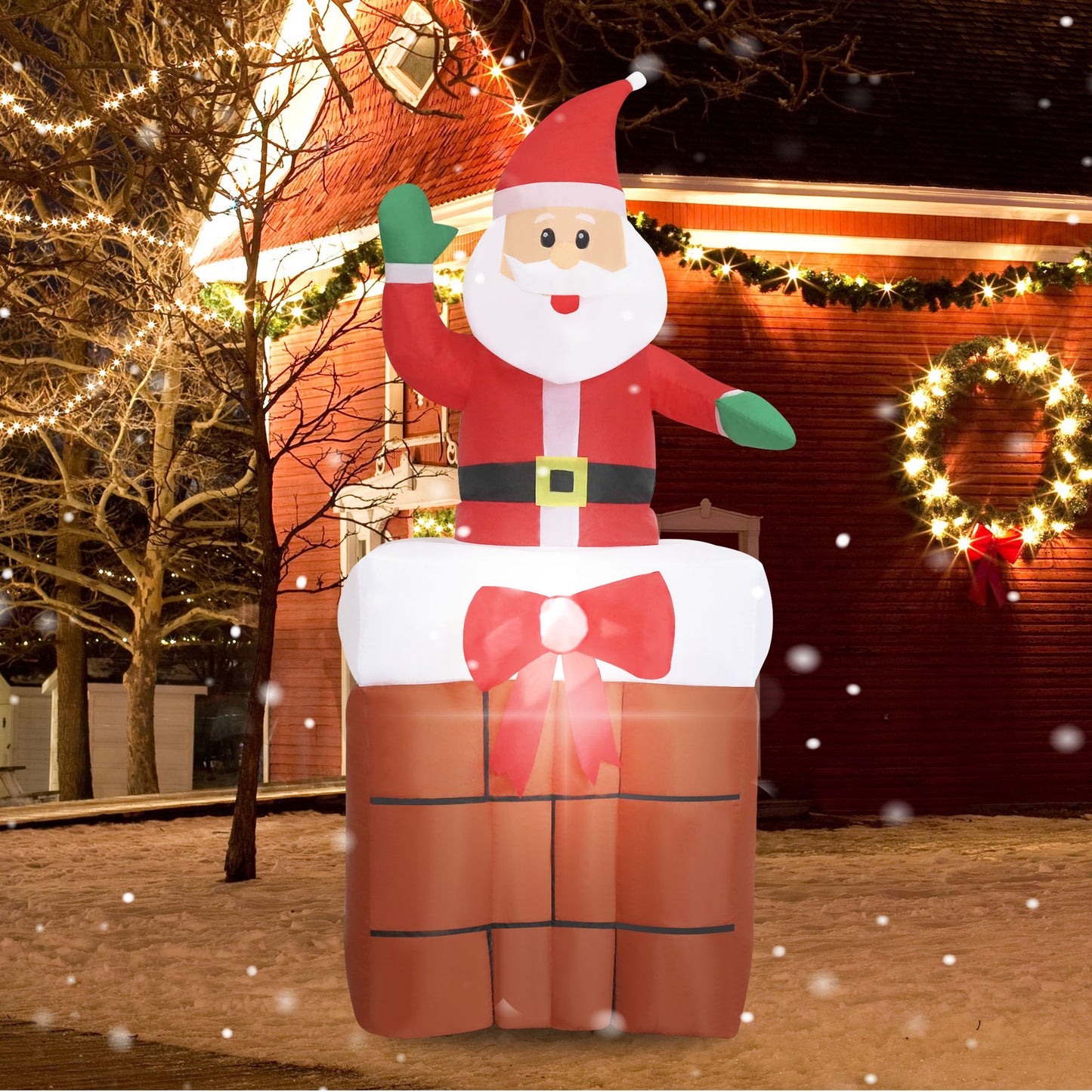 Firstness 6ft Christmas Santa Liftable Inflatable,Inflatable with LED Lights for Christmas Holiday Outdoor Yard Decorations