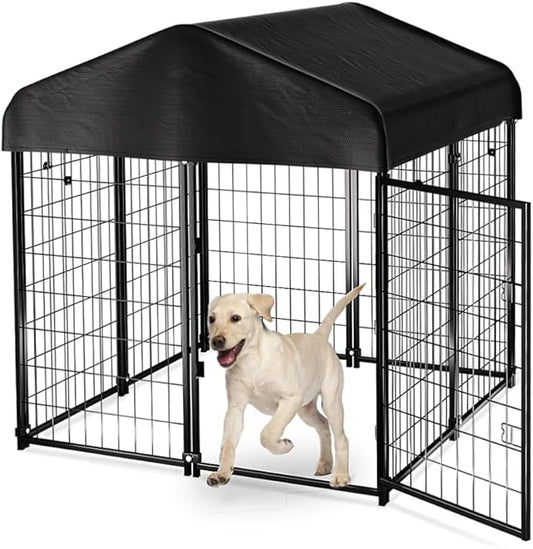 Monasem Dog Kennel Outdoor Dog House with Roof Waterproof Cover for Medium to Small Dog Outside 4.2ft x 4ft x 4.5ft