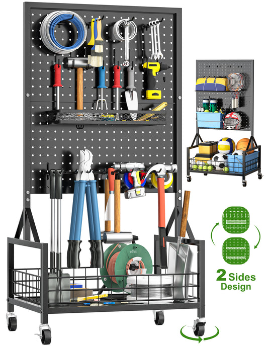 Firstness Garden Tool Organizer, Yard Tool Tower Rack for Garage Organization and Storage